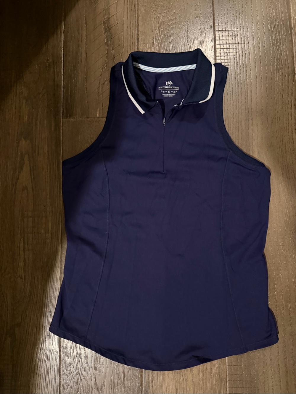 Southern Tide Navy Sleeveless Zip-Front Swim Coverup